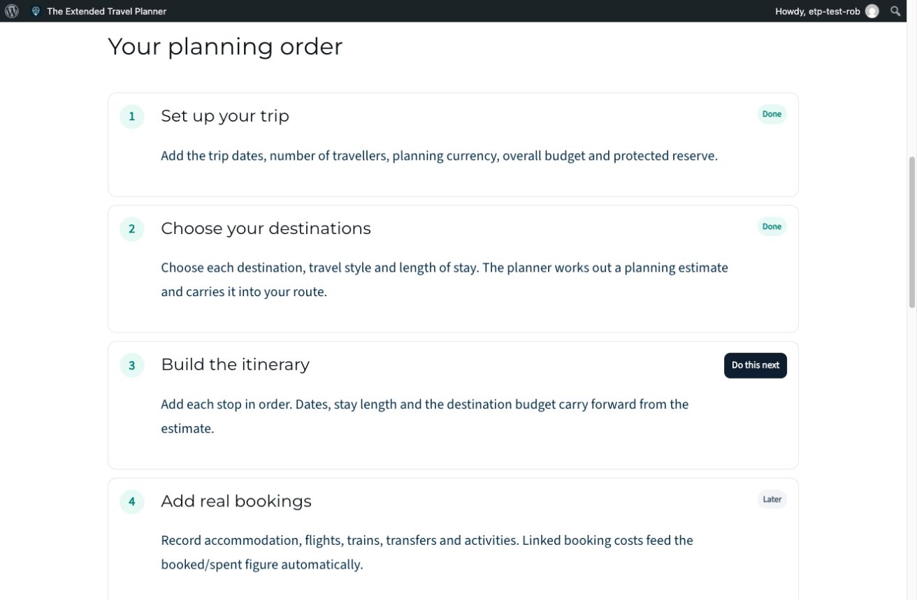 Start Here, real planner screen with demonstration data